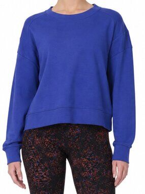 Sweaty Betty Women's After Class Cropped Crewneck Sweatshirt, L, Rich Blue, NWT